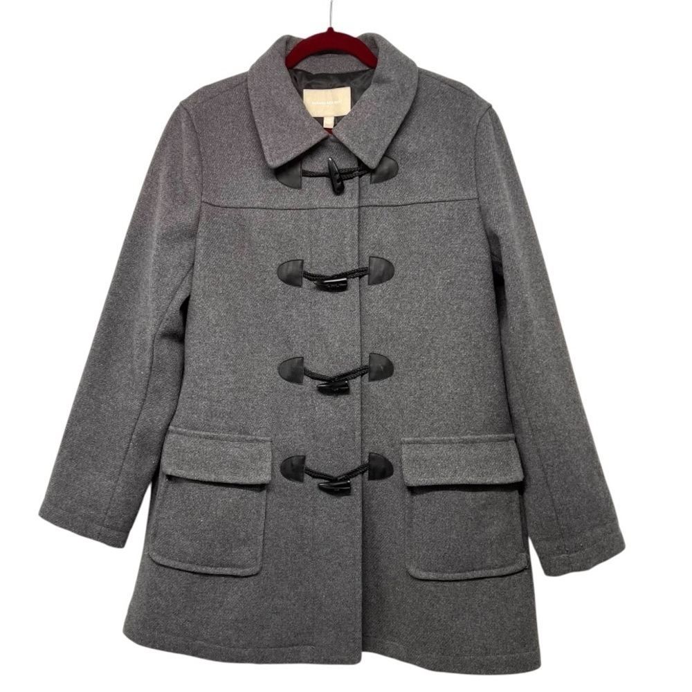 Banana Republic Factory Gray Wool Blend Toggle Button Hip Length Coat Women XL - Picture 5 of 8